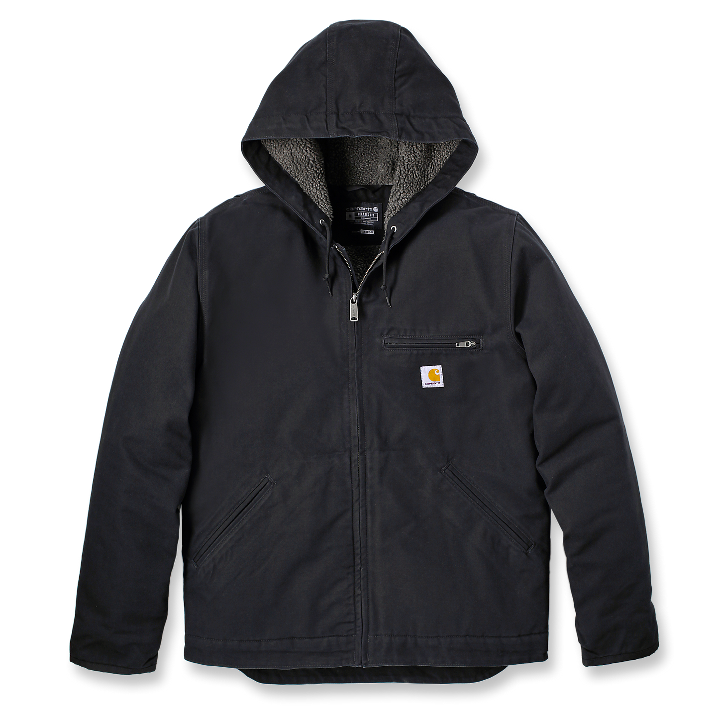 Carhartt Men's Sherpa Lined Jacket Washed Duck - 104392 Black