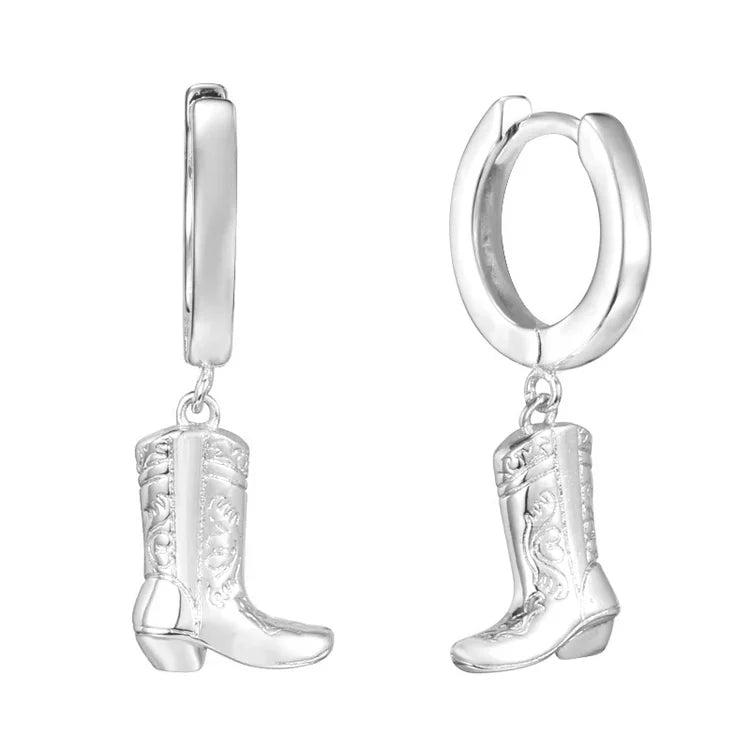 Cowboy boot earrings gold/silver