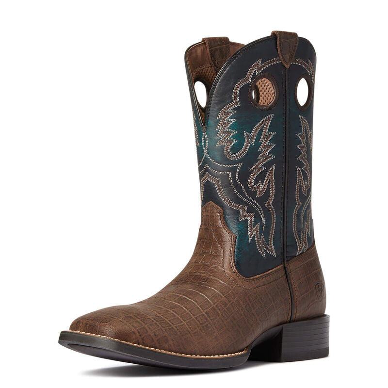 Ariat Mens Sport Buckout  - Croc Print/Azul