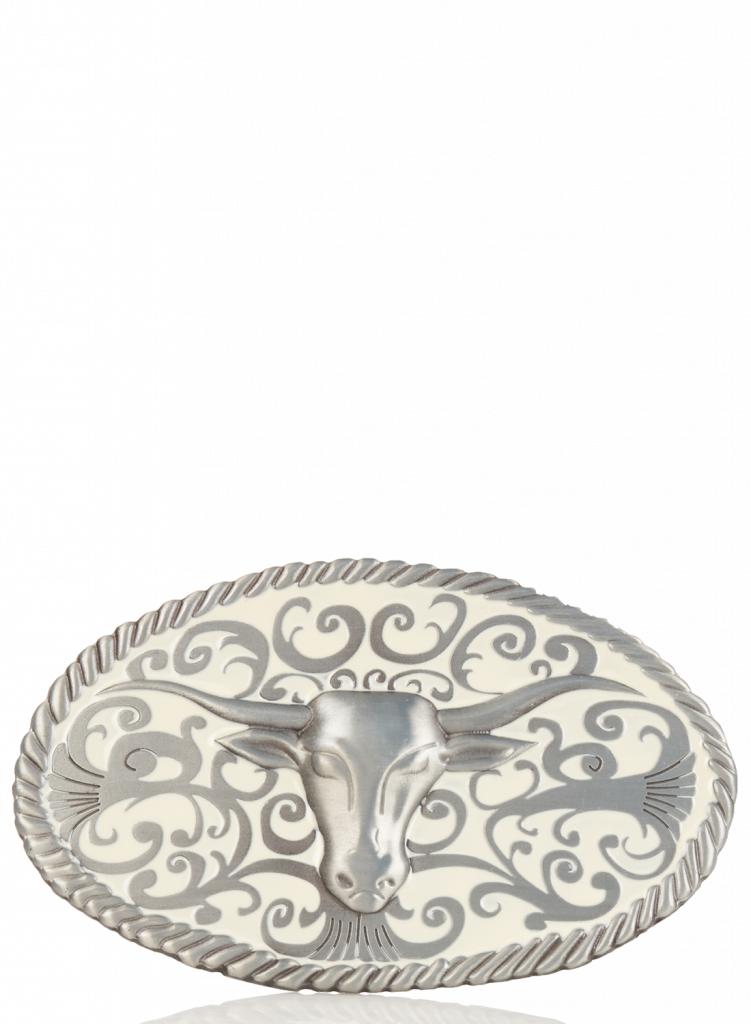 Belt buckle bull white