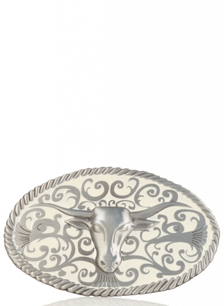 Belt buckle bull white