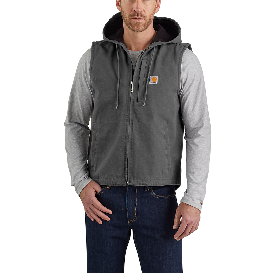 Carhartt Washed Duck Fleece-Lined Hooded Vest - 103837 Gravel