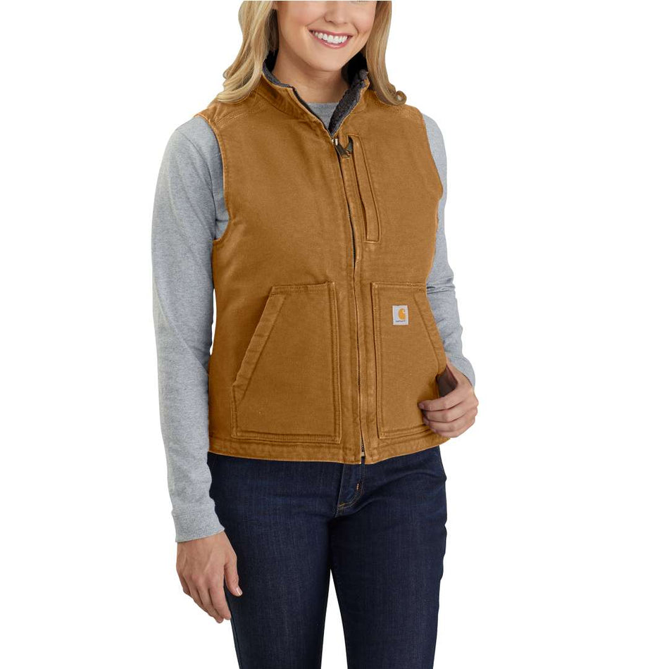 Women's sherpa lined mock neck vest - 104224