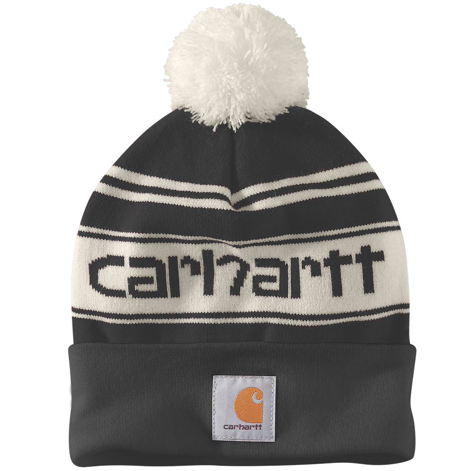 Carhartt Knit Coffed Beanie met Pompon - Zwart 105168