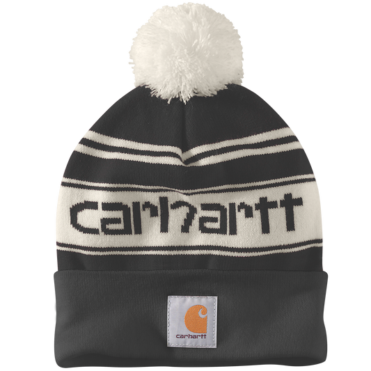 Carhartt Knit Coffed Beanie met Pompon - Zwart 105168