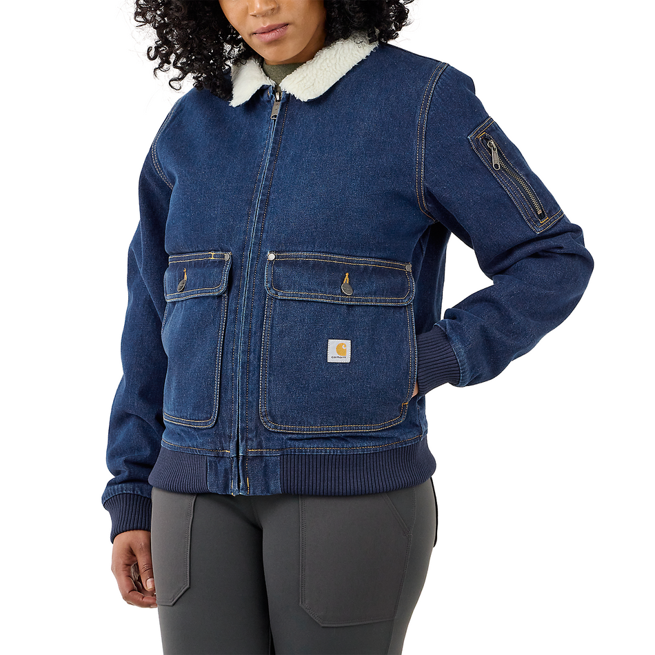 Carhartt Women's Relaxed Fit Denim Sherpa Lined Jacket 105446