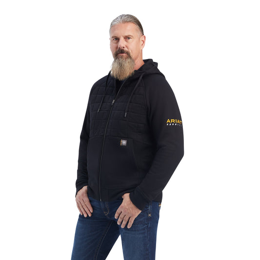 Ariat Heren Rebar Regulator Hoodie met Volledige Rits - Zwart