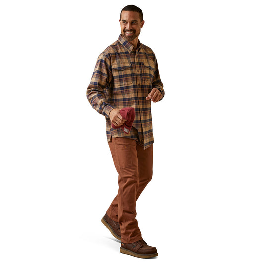 Ariat Rebar Flanel Dura Stretch werkshirt voor heren - Tijgeroog Plaid