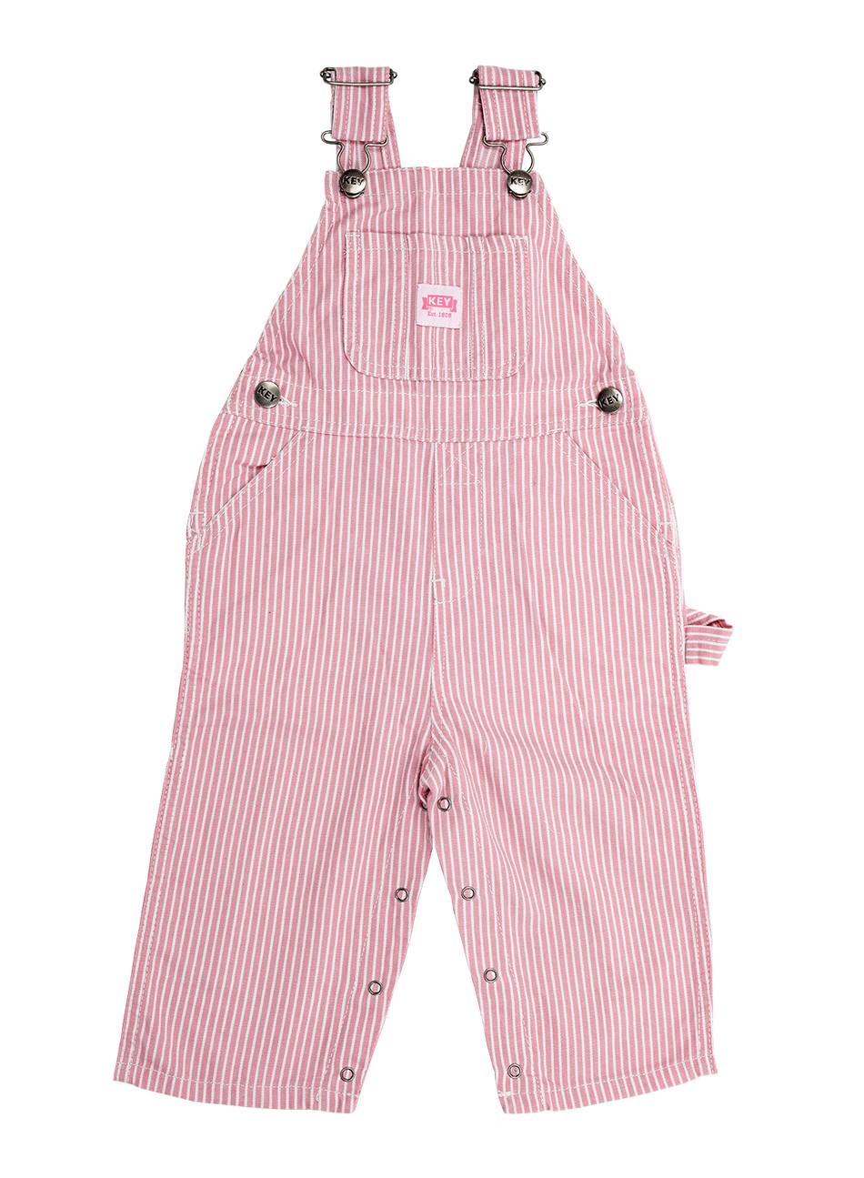 Schlüsselbabygröße Overall rosa gestreift